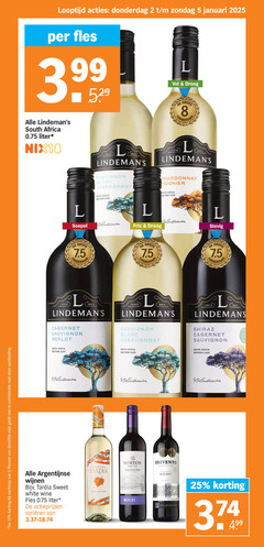  rode wijn witte 2 4 5 6 8 10 25 flessen dezelfde combinatie aanbieding looptijd januari fles 3.99 l droog south africa liter nix18 soepel sauvignon chardonnay western cape fris stevig cabernet merlot blanc la shiraz lindemans norton argentina malbec argentijnse wijnen sweet white wine varieeren at scan and call 