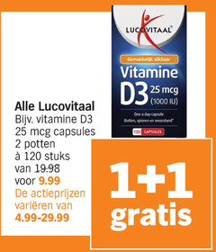  voedingssupplement 1 2 25 120 1000 lucovitaal vitamine capsules potten stuks varieeren slikbaar one day capsule botten spieren weerstand 