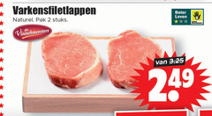  2 varkensfiletlappen naturel pak stuks vleeschmeesters beter leven dieren bescherming 