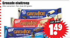  16 20 60 200 grenade eiwitreep stuk protein sugar sa high oreo white 