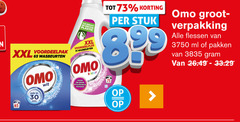  omo wasmiddel 8 30 65 3750 xxl wasbeurten min wit fles gemaakt gerecycled plastic hygienisch schoon kleur stuk flessen ml pakken 