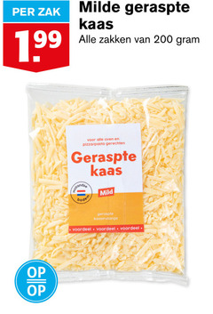  geraspte kaas 99 200 zak milde zakken oven pizza pasta gerechten mild hollandse bodem voordeel 