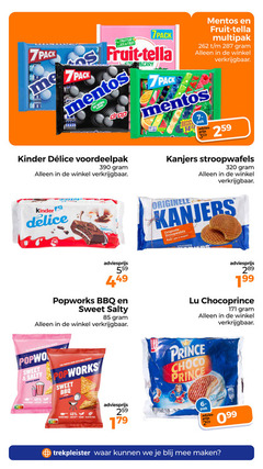  2 7 10 14 25 27 45 320 pack fruitsap jus fruit mentos flavours multipak chewy dragees rap drop disc pak kinder pp delice kanjers stroopwafels originele verpakt b bbq sweet salty lu chocoprince chip with crunch crisps fried less crisp real opper gluten free prince choco vanille biscuit trekpleister 