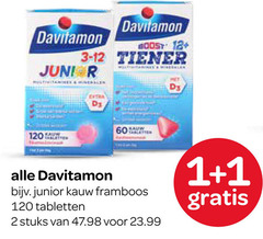  davitamon multivitaminen 1 2 60 120 18 tiener juni r ds junior kauw framboos tabletten stuks 