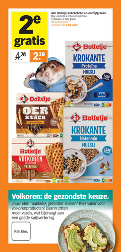  knackebrod muesli 2 23 100 1867 bolletje ontbijtgranen robuust volkoren pakken varieeren krokante laag suiker 4x4 stuks vezels nutri score notenmix vezelrijk nutro gezondste eten gezonder volkorenproducten zitten spijsvertering klik 