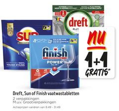  sun dreft finish vaatwasmiddel 1 2 15 45 100 schonere afwas glanzende machine vaisselle propre briljante nouveau new brilliant removes tough stains effective short eco bosch siemens viva keer stop economisons voorspoelen bespaar water chaque reiniging glans tablettes tabletten powerball power all sachet plastique recyclable recyclebare plastic vaatwastabletten varieeren 