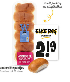  broodjes 12 jumbo witte puntjes vers zacht luchtig dag lage voordeel stuks 