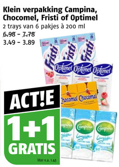  fristi chocomel drinkyoghurt chocolademelk 1 2 6 200 klein campina optimel trays ml liter v.a. 