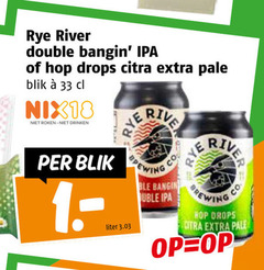  speciaalbieren 33 river double hop drops blik nix18 roken drinken liter co brewing 