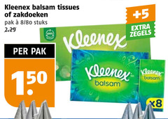  kleenex zakdoeken tissues 100 150 balsem pak 8 80 stuks 5 zegels balsam 