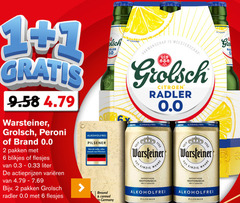  warsteiner grolsch alcoholvrij bier 1 2 6 15 100 333 peroni brand 0.0 pakken blikjes liter varieeren radler alkoholfrei pilsener volle rijke brewed germany citroen citroensmaak b seit einzig das wahre isotonisch genuss 