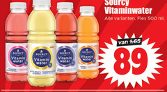  sourcy fruitdrank 500 focus vitaminwater fles ml vitamin water suiker guarana granaatappel vitamine framboos antioxida mango em witte druif ginseng extract citroen braam guave ds 