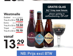  westmalle speciaalbieren 1 8 33 glas tray zelfbediening dubbel tripel trappist 