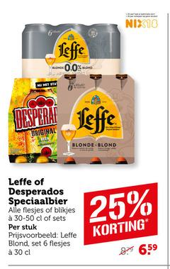  leffe desperados blikjes bier speciaalbieren 6 18 25 30 blonde blond 0.0 original beer clos jaar legitimatie alcohol nix18 speciaalbier stuk 