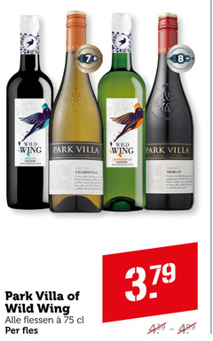  witte wijn rode ark 7 dod wild wing merlot pays park villa classic selection chardonnay flessen fles 