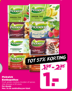  pickwick thee 20 100 200 green tea cranberry taste lemon natural spices autumn storm cinnamon apple with fruit forest herbal sterrenmunt liquorice mint winter glow orange rooibos mango peach caffeine original natura eenkopsthee groen kruiden doosjes stuks doosje 5x aanbieding 