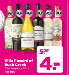  rose rode wijn witte 4 creek shiraz cabernet villa wine australia chardonnay puccini flessen fles 