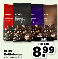  plus huismerk koffiebonen 1 roodmerk espresso dark lus sperziebonen zakken kilo zak 