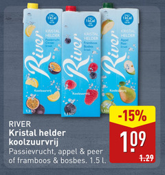  river fruitdrank 3 100 ml kristal helder passievrucht citroen framboos bosbes appel peer koolzuurvrij 1 l 