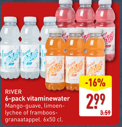  fruitdrank 6 river pack vitaminewater mango guave limoen lychee framboos granaatappel 