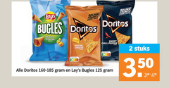  doritos lays zoutjes chips 2 350 crunch iconic taste bugles nacho cheese flavour sweet chilli pepper score nutri stuks 