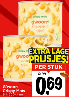  gwoon groenteconserven 300 crispy mais knapperig geel lage knappe blik stuk 69 