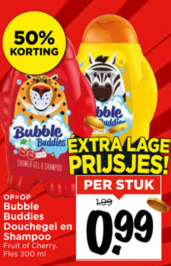  douchegel 50 300 bubble buddies lage shower gel shampoo fruit cherry fles ml prijsjes stuk 