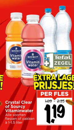  sourcy crystal clear fruitdrank vitamin water mango framboos vitaminwater soorten flessen pakken liter tefal zegel lage prijsjes fles 