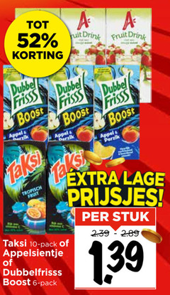  appelsientje dubbelfrisss taksi fruitdrank 6 10 ruit drink fruit dubbel frisss boost appel tropisch perzik pack lage prijsjes stuk 