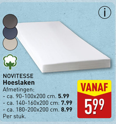  novitesse hoeslaken ca. 90-100x200 cm 5.99 180-200x200 stuk 