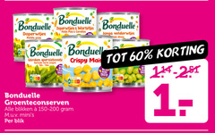  bonduelle groenteconserven 1 60 doperwtjes petits pois worteltjes carottes jonge velderwtjes gebroken sperzieboontje haricots verts fijn fins bit crispy mais blikken doux taste blik 