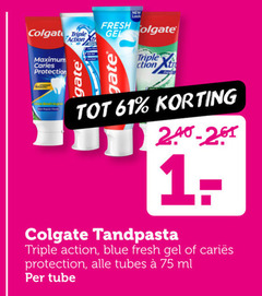  colgate tandpasta triple fresh gel caries protection action gate blue tubes ml tube 