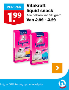  kattenvoer 3 50 90 99 pak vitakraft liquid snack pakken with chicken poulet taurine lachs salmon salmone omega preservatives 