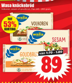  wasa knackebrod 9 40 100 260 volkoren sesam goudbruin pak since rijk aa serveertip granen vezels 