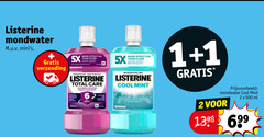  listerine mondwater 1 2 500 verzending 5x effective floss at reduction mondspoeling bain bouche total care tandbescherming protection dents effect above cool mint bacterien verwijderen achterblijven tanden poetsen ml 500ml 