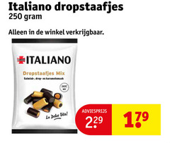  italiano drop 250 dropstaafjes mix salmiak karamelsmaak zacht la dolce vita 