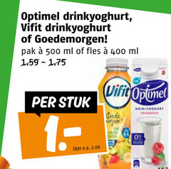  vifit optimel drinkyoghurt 1 400 500 goedemorgen pak ml fles stuk liter v.a. framboos 