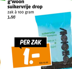  gwoon drop 100 suikervrije zak kilo munt 