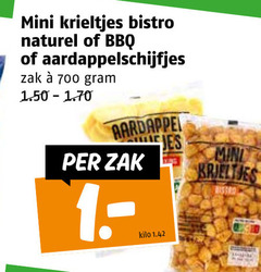  krieltjes 700 mini bistro naturel bbq aardappelschijfjes zak aardappel kilo mind 