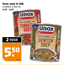  unox soep 2 blik blikken ml liter tomaten erwten 