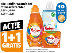  robijn wasmiddel wasverzachter 1 10 50 3.99 cent color classica combinatie kassa 