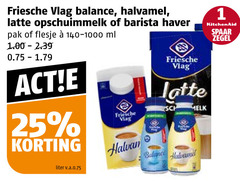  friesche vlag koffiemelk melkschuim 1 25 balance halvamel latte opschuimmelk barista haver pak flesje ml liter kitchenaid spaar zegel melk 