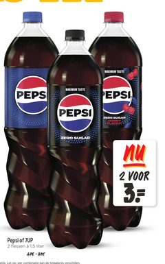  pepsi 7-up frisdrank cola 2 3 taste zero sugar cherry flavour flessen 1 5 liter let combinatie 