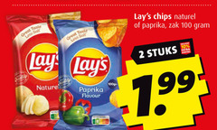  lays chips 2 100 taste less lay nature paprika flavour 100g naturel zak stuks 