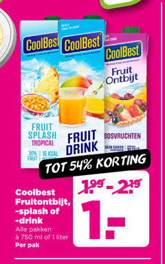  coolbest vruchtensap 1 16 30 750 with twist dairy it cool you bes best zuivel fruit ontbijt splash drink tropical bosvruchten suiker vezels fruitontbijt pakken ml liter pak 