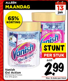  vanish vlekkenverwijderaar 6 13 20 30 65 maandag jan detachant vos blancs action whitening color pot stuk stuks 