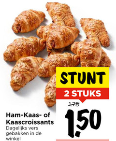  croissants kaasbroodjes 2 ham kaas kaascroissants dagelijks vers gebakken stuks 1 50 