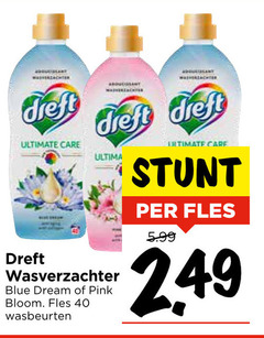  dreft wasverzachter 40 ultimate care blue dream pink bloom fles wasbeurten 5.99 