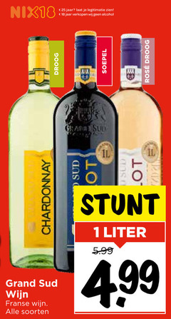  witte wijn rode 1 18 25 nix18 jaar legitimatie alcohol droog soepel scd520 rosee chardonnay grand franse soorten liter 5.99 