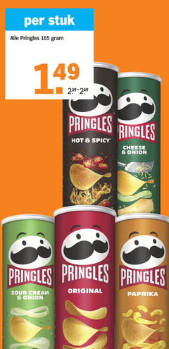  pringles chips stuk hot spicy cheese onion sour cream original paprika 